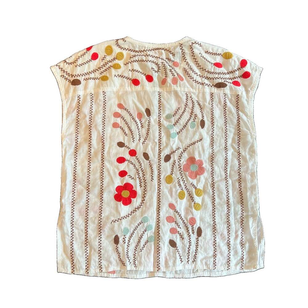 Johnny Was Women’s Linen Joni Easy Paneled V-Neck Top Size Small Embroidered - Picture 3 of 8